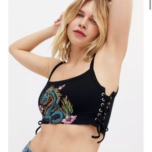 UO Dragon Side Lace Crop Top Tank Medium M Med